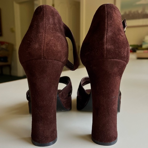 Nathalie M Brown Suede Sandal Heel with Ankle Straps - Picture 4 of 6